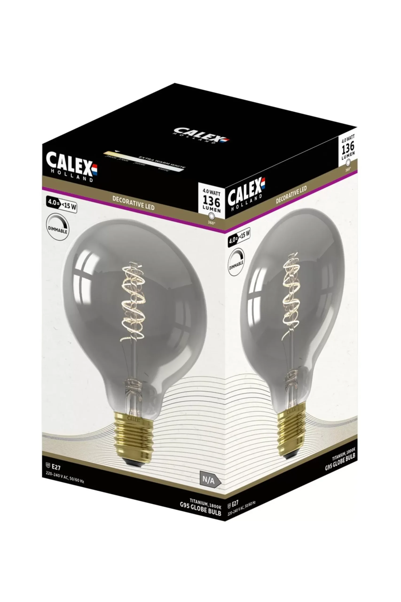 Lámparas Led<CASA Calex Bombilla Filamento E27 1800K Titanio