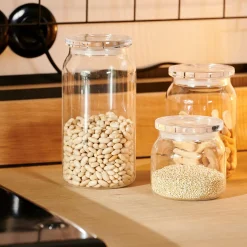 Tarros<CASA Crystal Tarro De Cocina Con Tapa Transparente