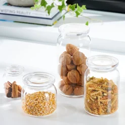 Tarros<CASA Crystal Tarro De Cocina Con Tapa Transparente