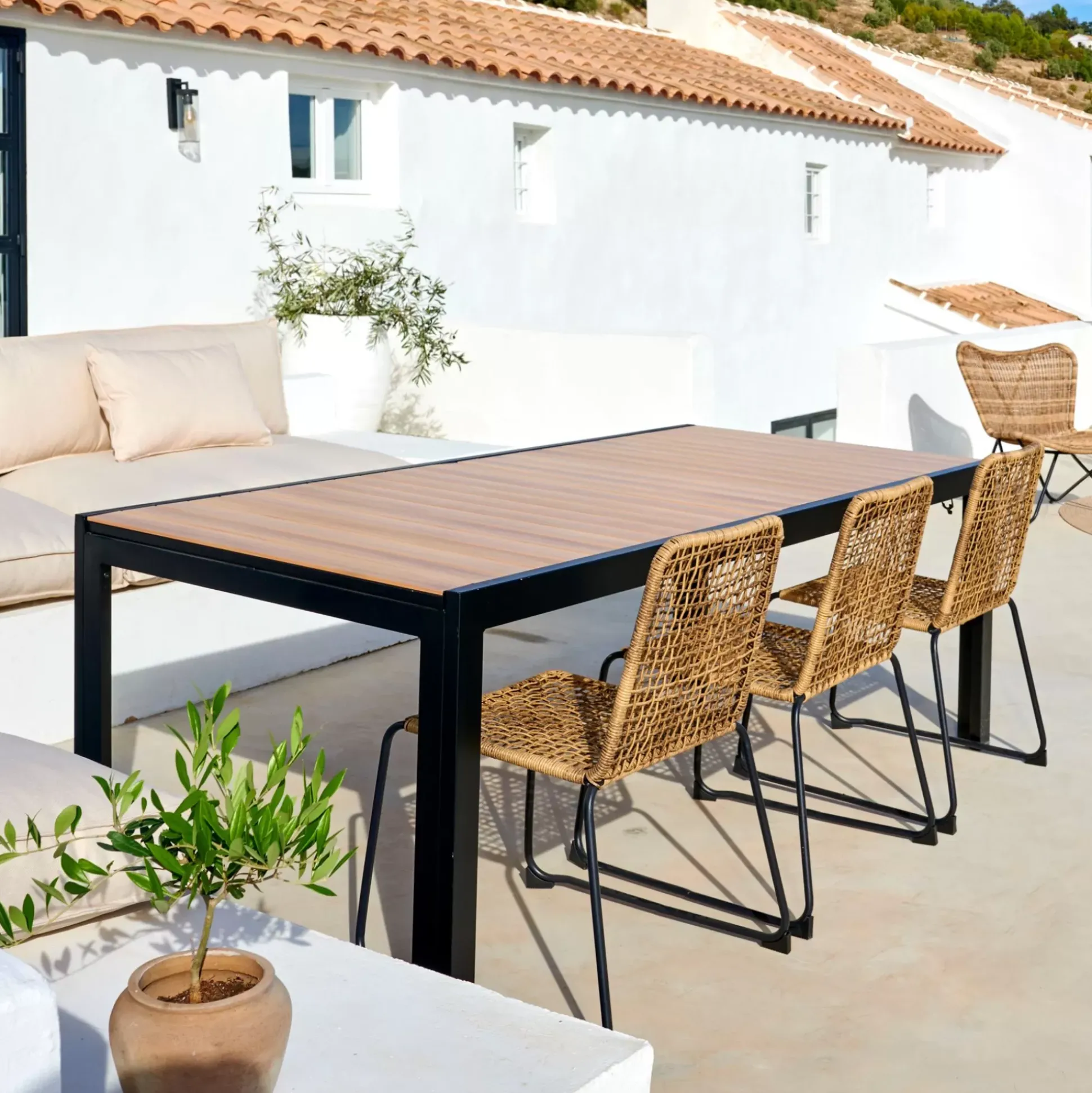 Mesas De Jardín<CASA Ethan Mesa Extensible Negro, Natural