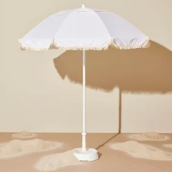 Parasoles<CASA Franja Parasol Sin Pie De Sombrilla Blanco