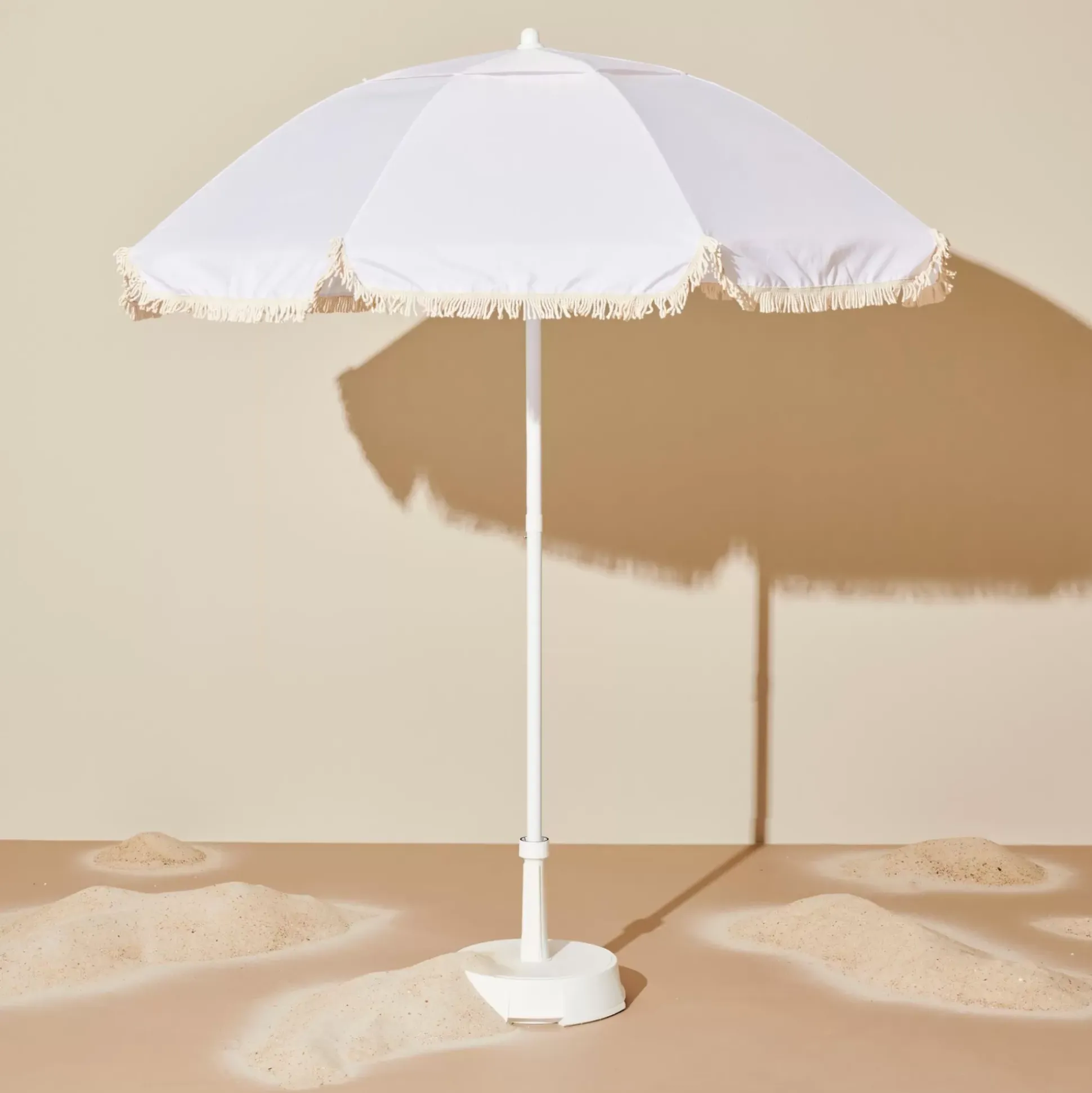 Parasoles<CASA Franja Parasol Sin Pie De Sombrilla Blanco