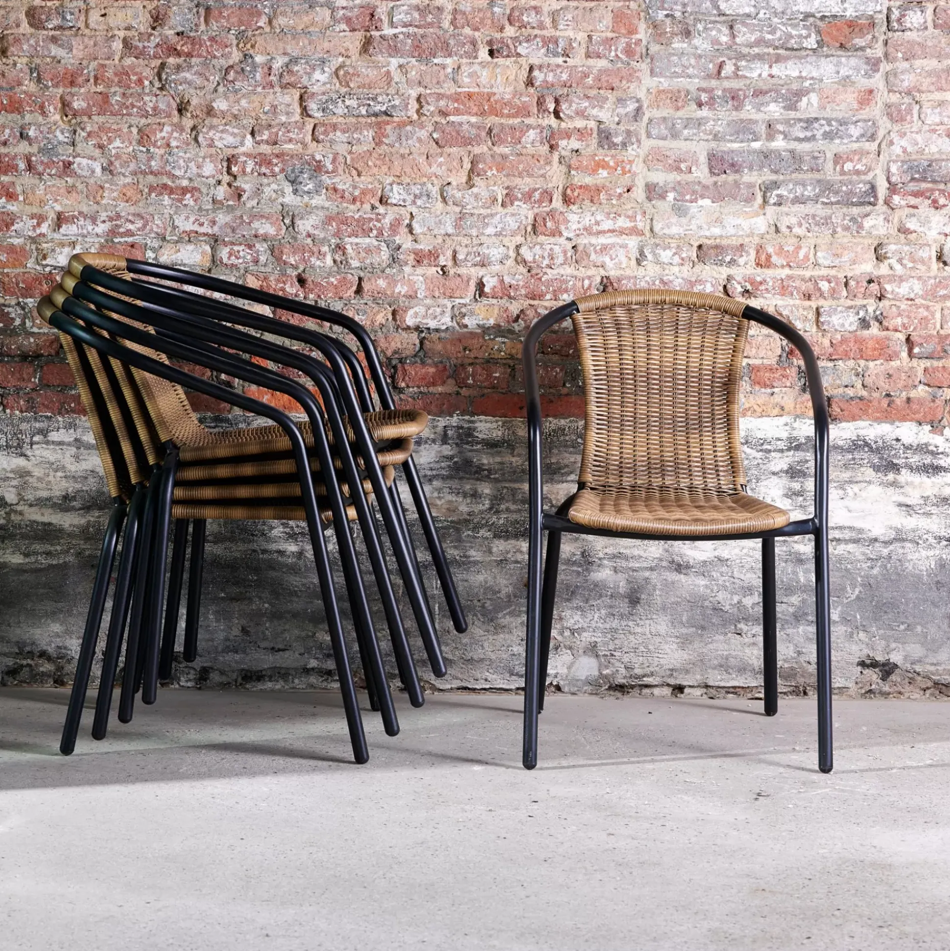 Sillas De Jardín<CASA Gerona Silla Apilable Negro, Natural