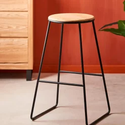 Taburetes De Bar<CASA Giulia Taburete Negro, Natural