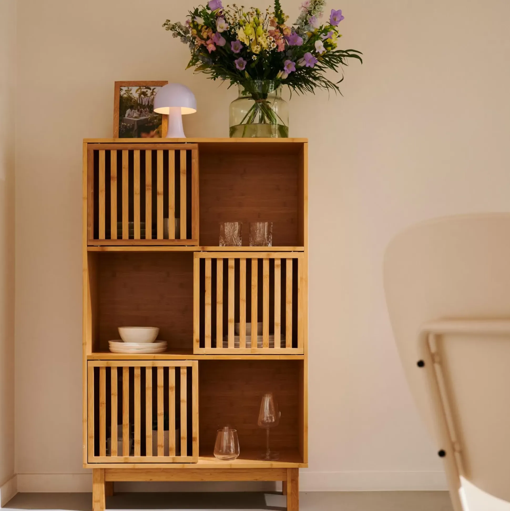 Cajoneras<CASA Helge Armario Compartimentos Natural