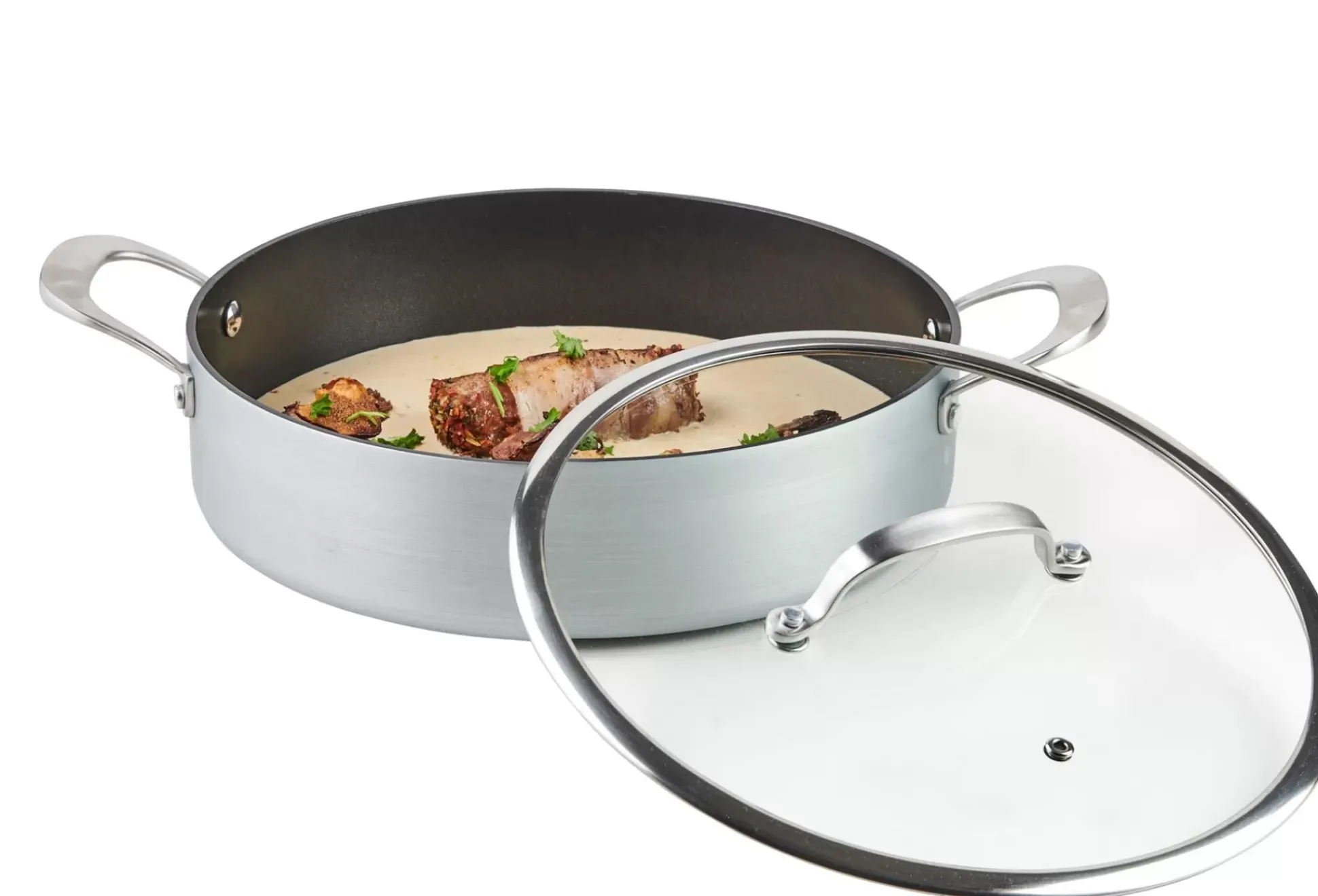 Sartenes<CASA Kastrol Olla Con Tapa Plateado