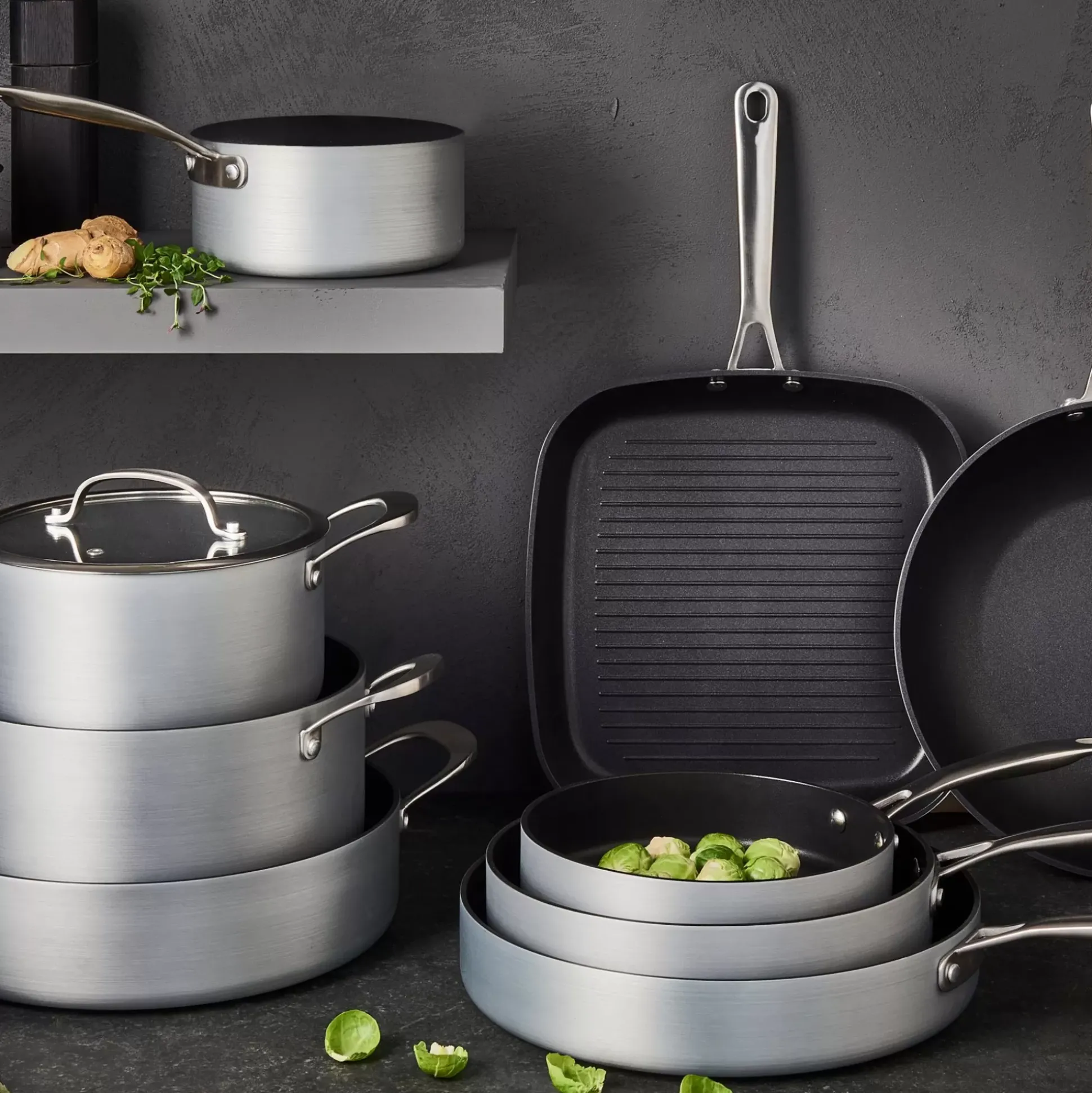 Sartenes<CASA Kastrol Olla Con Tapa Plateado