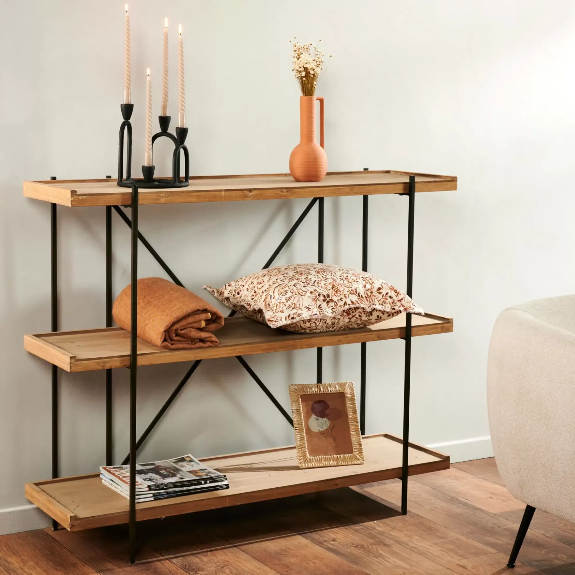 Estanterías<CASA Maine Estanteria De Pared Negro, Natural