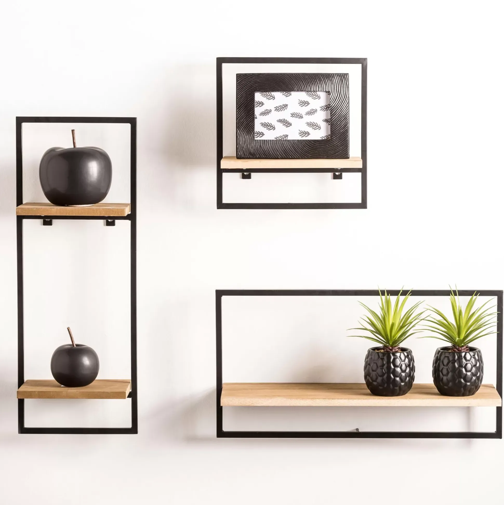 Estanterías<CASA Mix&Match Estanteria De Pared Negro, Natural