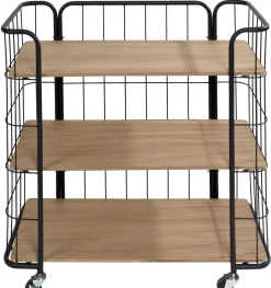 Estanterías<CASA Oslo Con Ruedas 3 Baldas Negro, Natural