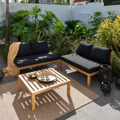 Conjuntos Lounge<CASA Paulette Mesa/Puf Lounge Natural