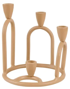 Candelabros<CASA Rings Candelabro Para 4 Velas Marron Claro