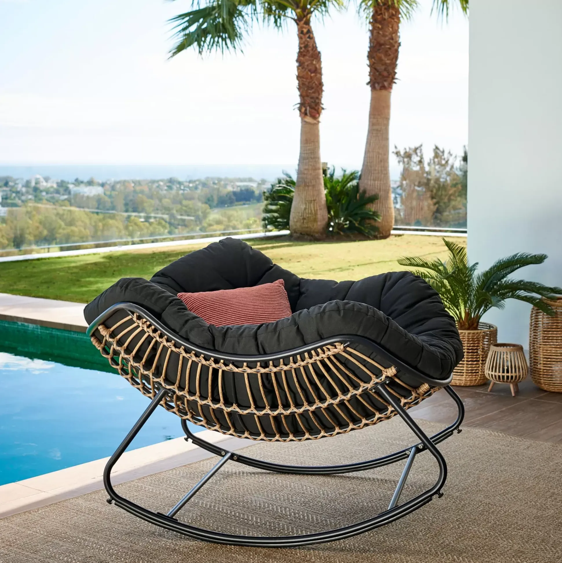 Sillas Lounge<CASA Rocko Mecedora Negro