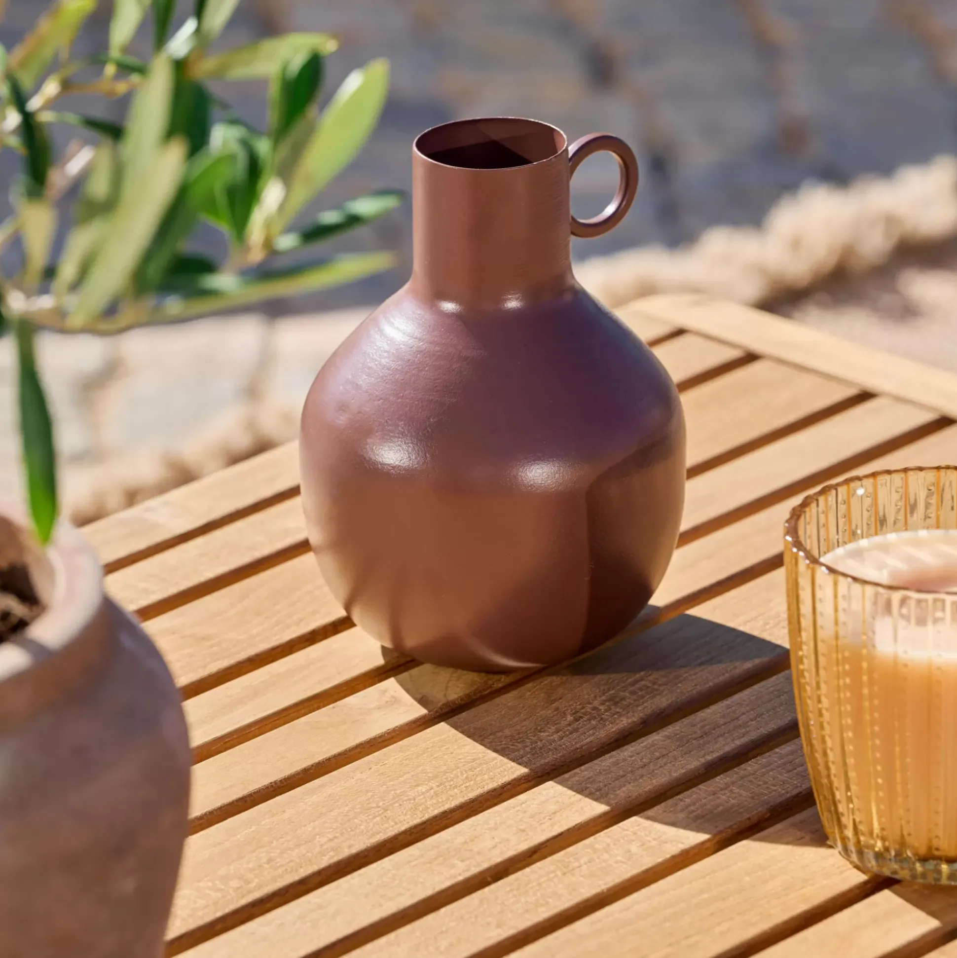 Floreros<CASA Rondo Florero Marron Oscuro