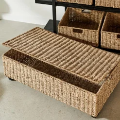 Arcas Para Almacenaje<CASA Seagrass Caja De Almacenaje Con Ruedas Natural