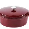 Ollas<CASA Stew Olla Hierro Fundido Ovalado Rojo Oscuro