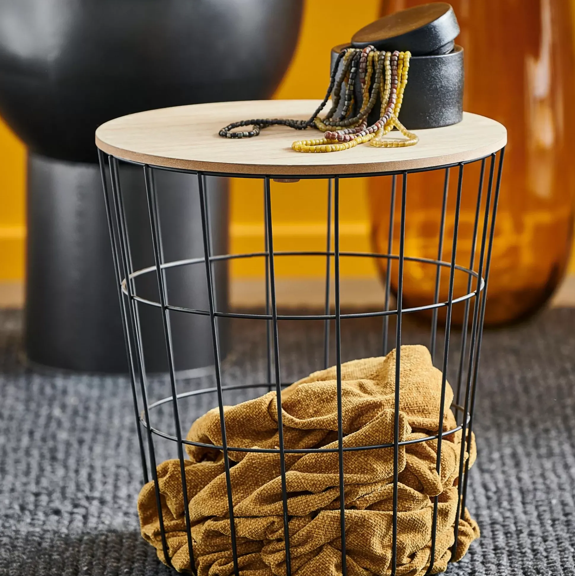 Mesas Auxiliares<CASA Wire Mesa Auxiliar Negro, Natural